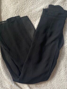 J.R. Nites Black Sheer Side Panel Wide Leg Dress Pants